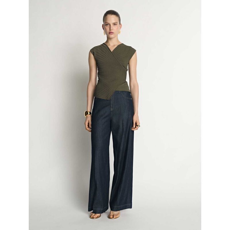 Veronika Maine Engineered Rib Cap Sleeve Wrap Top image number 3
